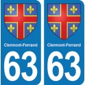 Autocollant Clermont Ferrand immatriculation 63