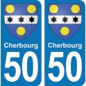 Autocollant Cherbourg immatriculation 50