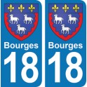 Autocollant Bourges immatriculation 18