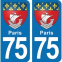 Autocollant Paris immatriculation 75