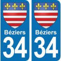 Autocollant Béziers immatriculation 34