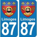 Autocollant Limoges immatriculation 87