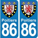 Autocollant Poitiers immatriculation 86