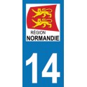 Autocollant Moto Département 14 de Calvados nouvelle région Normandie