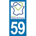 Autocollant Moto Département 59 du Nord nouvelle région Les Hauts de France