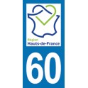 Autocollant Moto Département 60 de l'Oise nouvelle région Les Hauts de France