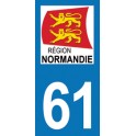 Autocollant Moto Département 61 de l'Orne nouvelle région Normandie