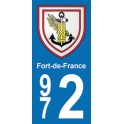 Autocollant Moto Fort-de-France immatriculation 972