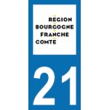 Autocollant Moto Immatriculation 21 - Côte-d'Or - Nouvelle région Bourgogne-Franche-Comté
