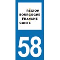 Autocollant Moto Immatriculation 58 - Nièvre - Nouvelle région Bourgogne-Franche-Comté