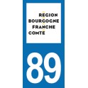 Autocollant Moto Immatriculation 89 - l'Yonne - Nouvelle région Bourgogne-Franche-Comté