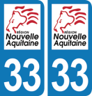 Autocollant plaque immatriculation 33 Nouvelle Aquitaine