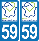 Autocollant plaque immatriculation 59 Les Hauts de France