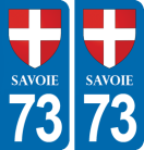 Autocollant plaque immatriculation 73 Croix de Savoie