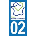 Autocollant Moto Département 02 de l'Aisne nouvelle région Les Hauts de France