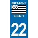 Autocollant Moto Immatriculation 22 - Côtes-d'Armor