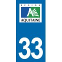 Autocollant Moto Immatriculation 33 - Gironde