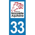 Autocollant Moto Département 33 de la Gironde Nouvelle Aquitaine