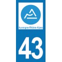 Autocollant Moto 43 de la Haute-Loire nouvelle région Auvergne-Rhône-Alpes