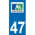 Autocollant Moto Immatriculation 47 - Lot et Garonne