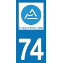 Autocollant Moto 74 de la Haute-Savoie nouvelle région Auvergne-Rhône-Alpes