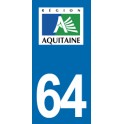 Autocollant Moto Immatriculation 64 - Pyrénées Atlantiques