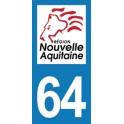 Autocollant Moto Département 64 des Pyrénées-Atlantiques Nouvelle Aquitaine
