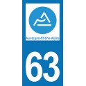 Autocollant Moto 63 Puy-de-Dôme nouvelle région Auvergne-Rhône-Alpes