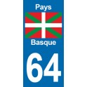 Autocollant Moto Immatriculation 64 Pays Basque