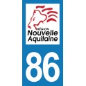 Autocollant Moto Département 86 de la Vienne Nouvelle Aquitaine