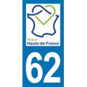 Autocollant Moto Département 62 du Pas de Calais nouvelle région Les Hauts de France