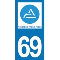 Autocollant Moto 69 du Rhône nouvelle région Auvergne-Rhône-Alpes