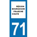Autocollant Moto Immatriculation 71 - Saône-et-Loire - Nouvelle région Bourgogne-Franche-Comté