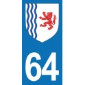 Autocollant Moto blason 64 des Pyrénées-Atlantiques Nouvelle Aquitaine