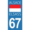 Autocollant Moto Immatriculation 67 - Drapeau Alsace Elsass