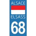Autocollant Moto Immatriculation 68 - Drapeau Alsace Elsass