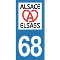 Autocollant Moto Immatriculation 68 - Nouveau logo Coeur Alsace Elsass