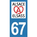 Autocollant Moto Immatriculation 67 - Nouveau logo Coeur Alsace Elsass